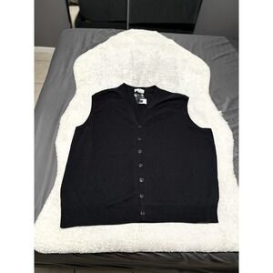 New Oak Hill Mens Black Button Down Sweater Vest Size 3XL Cotton